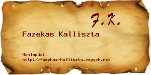 Fazekas Kalliszta névjegykártya